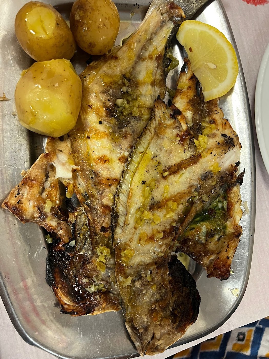 Grilled sardines with roasted bell peppers
